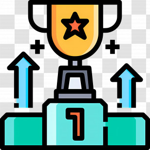 Trophy Podium - Number One Trophy On Winners Podium Transparent PNG