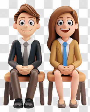 Sitting People Cartoon - Cartoon Business Couple Transparent PNG
