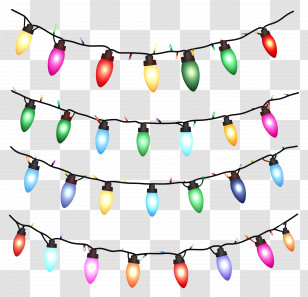 Christmas Lights - Colorful String Lights For Decoration Transparent PNG