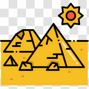Pyramid - Pyramids In The Desert With Sun Transparent PNG