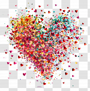 Love Design - Heart-Shaped Confetti Explosion Art Transparent PNG