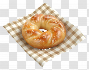 Panera Bread - Delicious Pretzel On Checkered Cloth Transparent PNG
