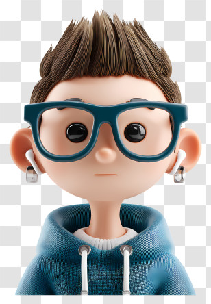 3d Male Avatar - Boy With Glasses And Headphones Transparent PNG