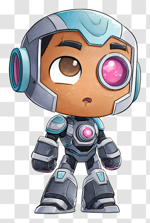 Chibi Cyborg - Adorable Chibi Robot With Eyepiece Transparent PNG