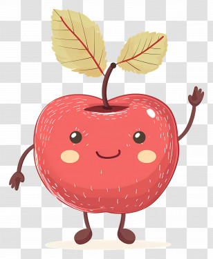 Cute Cherry - Happy Smiling Apple Character Transparent PNG