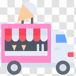 Food Truck - Pink Ice Cream Truck Transparent PNG