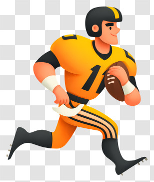 American American Football Quarterback - Football Player In Orange Uniform Transparent PNG