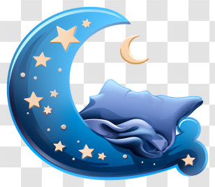 Cartoon Sleep Icon - Crescent Moon With Stars And Pillow Illustration Transparent PNG