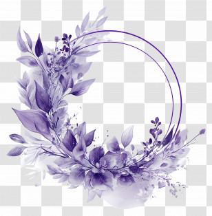 Circle Frame - Purple Floral Watercolor Frame Transparent PNG