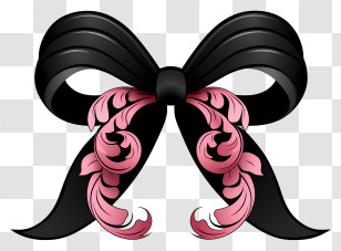 Doodle Style Ribbon - Black And Pink Ribbon Bow Decoration Transparent PNG