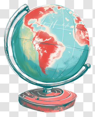 Globe - Artistic Globe Illustration With Vintage Style Transparent PNG