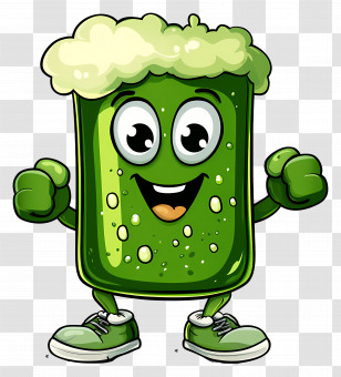 Cartoon Green Beer - Green Cartoon Drink With Bubbles Transparent PNG