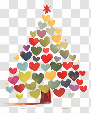 Whimsical Christmas Tree - Pastel Heart-Shaped Christmas Tree Transparent PNG