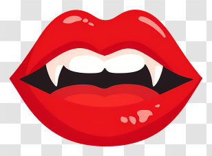 Halloween Vampire Lip - Red Vampire Lips With Fangs Transparent PNG