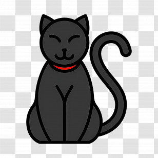 Halloween Cat - Black Cartoon Cat Illustration Transparent PNG