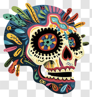 Death Skull - Colorful Sugar Skull Design Transparent PNG