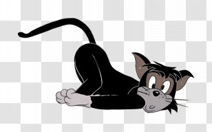 Butch Cat - Black Cartoon Cat In A Crouching Pose Transparent PNG