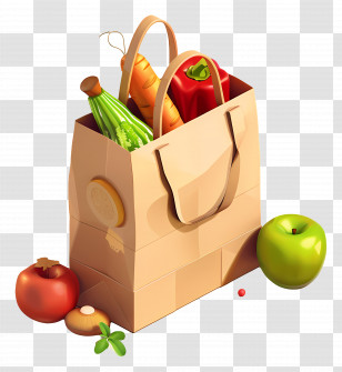 Kraft Bag - Paper Bag Filled With Fresh Vegetables Transparent PNG