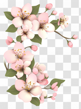 Flower Banner - Pink Cherry Blossoms In Bloom Transparent PNG