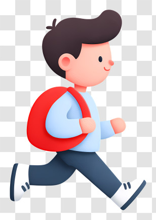 Kid Playing In School - Boy With Red Backpack Running Transparent PNG