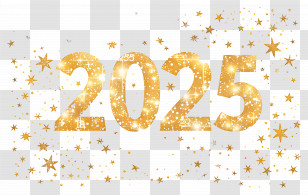 2025 Gold - Golden 2025 Celebration With Stars Transparent PNG
