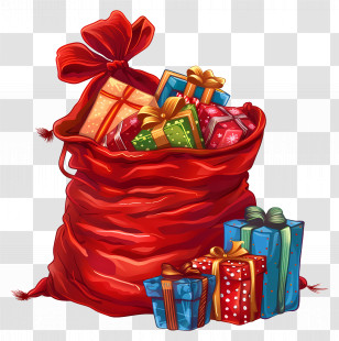 Christmas Presents - Red Sack With Colorful Holiday Gifts Transparent PNG