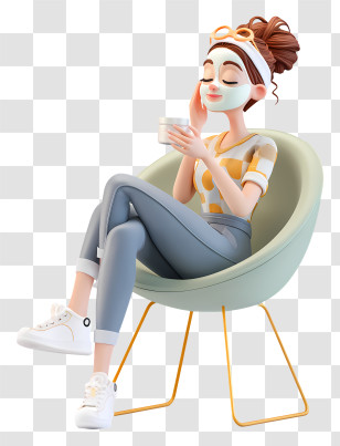 Woman Applying Facial Mask - Relaxing Woman With Face Mask And Coffee Transparent PNG