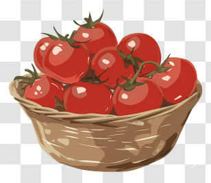 Cherry Tomato - Basket Of Fresh Tomatoes Illustration Transparent PNG