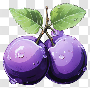 Watercolor Plum - Illustration Of Fresh Purple Plums Transparent PNG