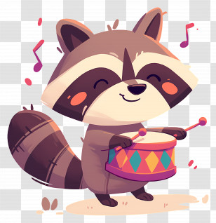 Raccoon Playing Drum - Raccoon Playing Drum Transparent PNG