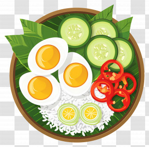 Nasi Lemak - Delicious Nasi Lemak Served With Fresh Ingredients Transparent PNG