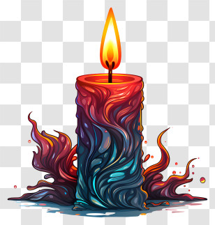 Candlelight - Artistic Colorful Candle With Glowing Flame Transparent PNG
