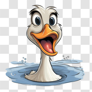 Swan - Happy Cartoon Duck In Water Transparent PNG