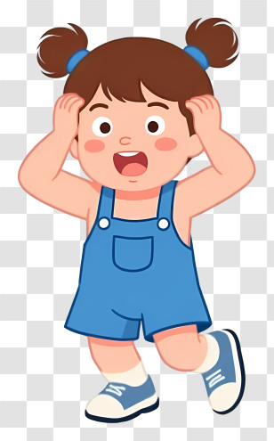 Girl Thinking Something - Surprised Child In Blue Transparent PNG