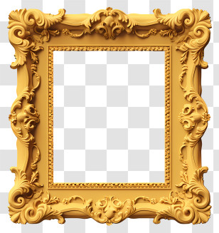 Realistic Golden Frame - Ornate Golden Picture Frame Transparent PNG