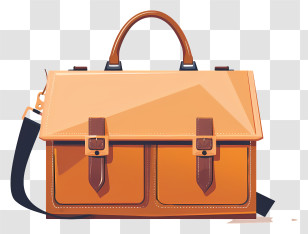 Office Bag - Brown Leather Bag With Strap And Handle Transparent PNG