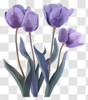 Purple Tulips - Purple Tulips Botanical Illustration Transparent PNG