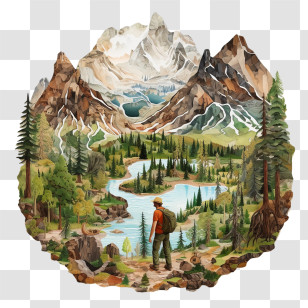 National Park Service Founders Day - Hiker In Mountain Landscape Transparent PNG