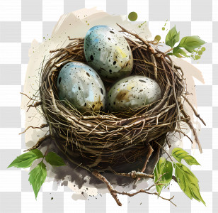 Bird Eggs - Bird Nest With Speckled Eggs And Branches Transparent PNG