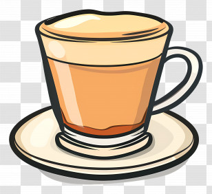 Espresso Coffee - Latte In Glass Cup Illustration Transparent PNG