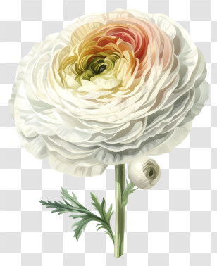 Elegant Ranunculus Flower Icon - Beautiful White Flower With Petals Transparent PNG