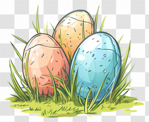 Easter Eggs In Grass - Colorful Easter Eggs Nestled In Grass Transparent PNG