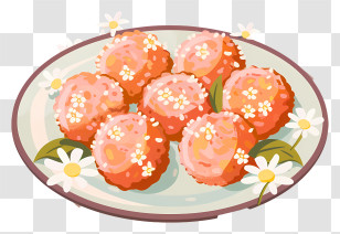 Laddu - Plate Of Floral-Designed Pastries Transparent PNG
