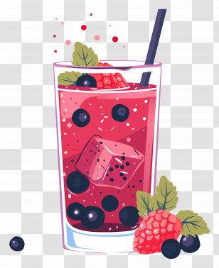 Berry Juice With Ice Cubes - Berry Juice With Ice Cubes In Vibrant Style Transparent PNG