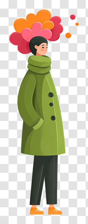 Woman With A Cold - Thoughtful Man In Green Coat Transparent PNG
