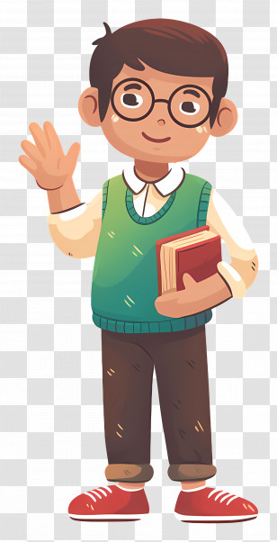 Male Teacher - Young Boy Holding Books And Waving Animation Transparent PNG