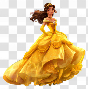Belle Princess - Elegant Princess In Yellow Dress Transparent PNG