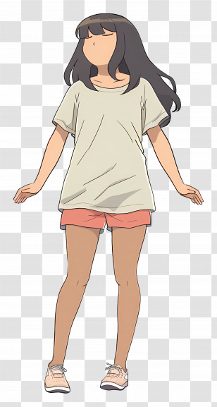 Cartoon Girl - Casual Anime Girl Standing Transparent PNG