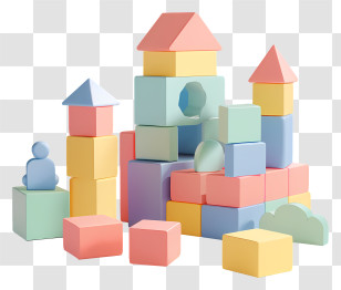 Building Blocks - Colorful Pastel Building Blocks For Kids Transparent PNG