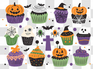 Halloween Cupcakes - Halloween Cupcakes With Spooky Designs Transparent PNG